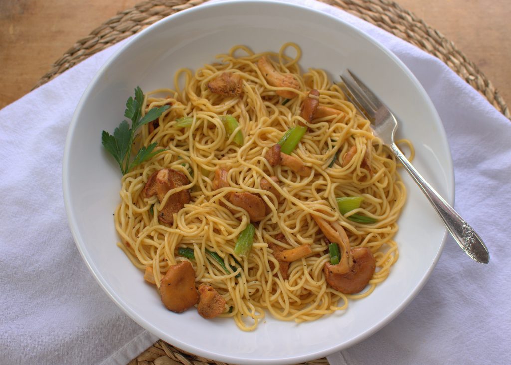Chanterelle and Roasted Garlic Butter Noodles Palatable Pastime