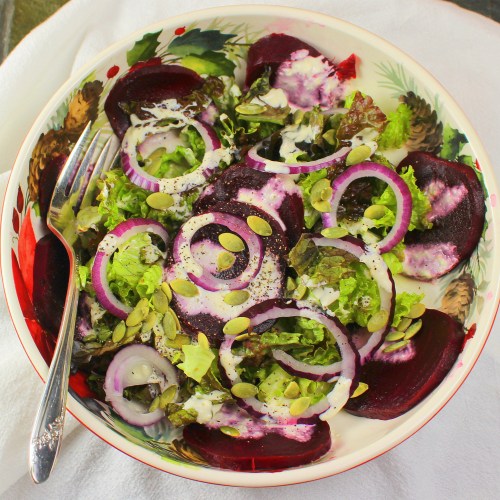 Roasted Beet Salad with Horseradish Dressing